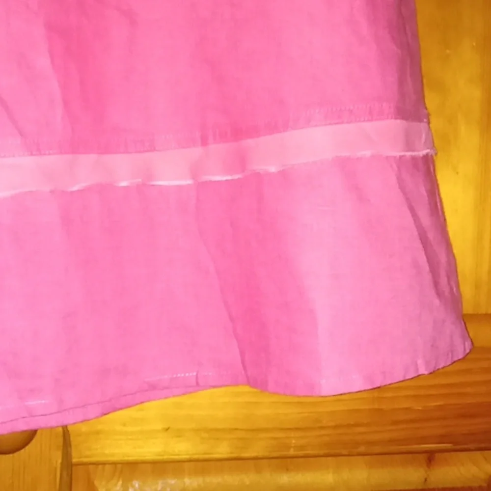 Kim by Kim Rogers Women's Petite Bright Pink 100% Linen A-line Midi Skirt PXL - Picture 5 of 9